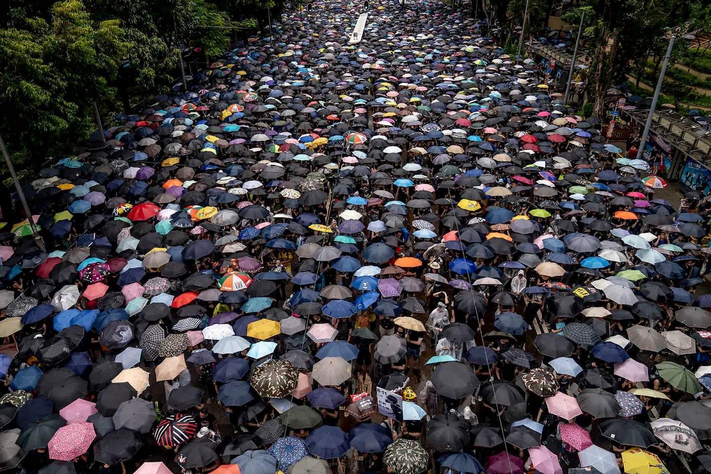 Hundredetusinder hongkong-borgere gik søndag d. 18. august i Hongkongs gader for at protestere.