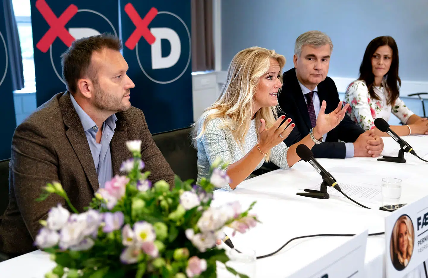 Nye Borgerlige blev stiftet i 2015 og fik ved forsommerens folketingsvalg fire mandater valgt ind i Folketinget. De fire mandater gik til frihedsordfører Lars Boje Mathiesen, familieordfører Mette Thiesen, fremskridtsordfører Peter Seier Christensen og formand og fædrelandsordfører Pernille Vermund.