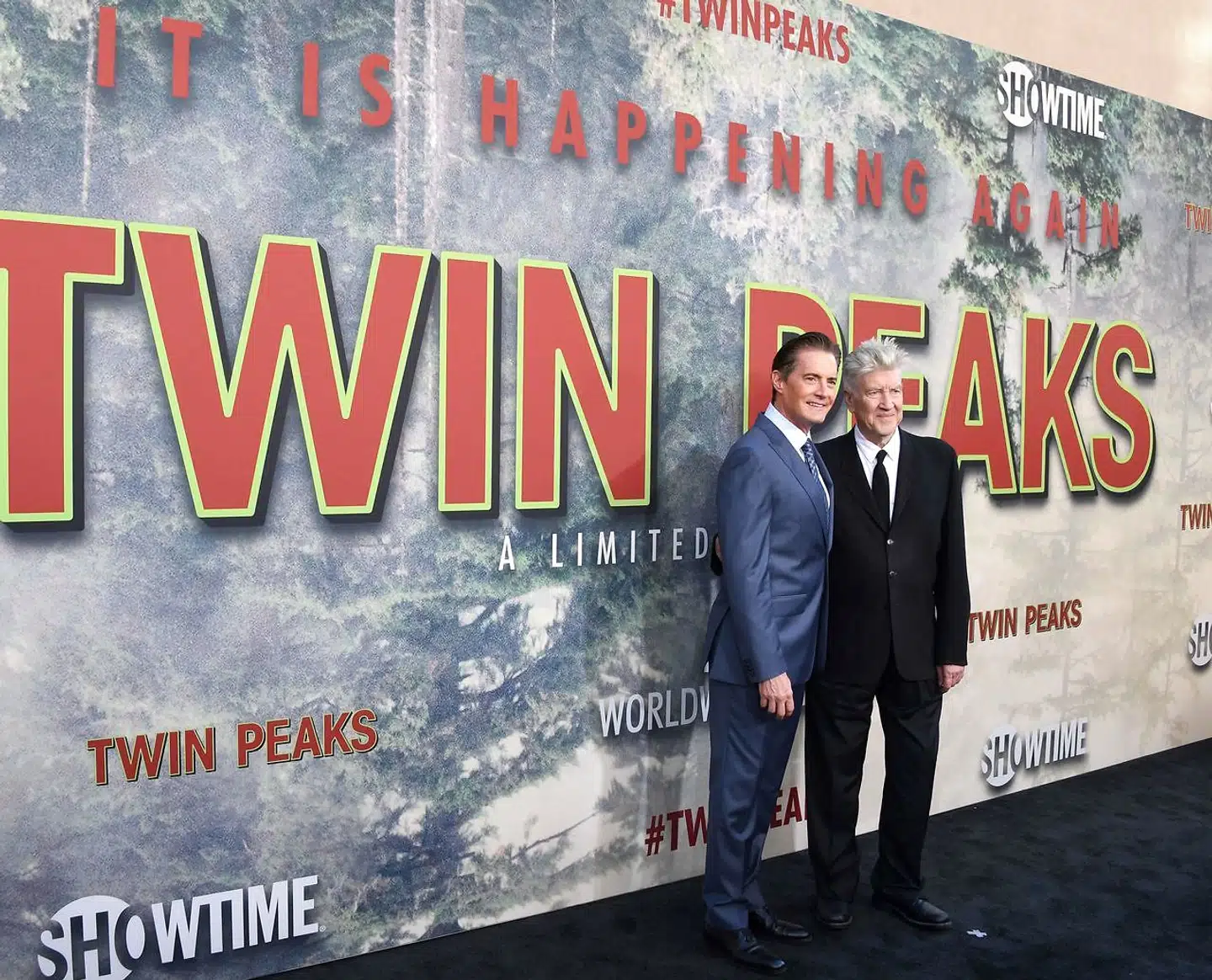 Da Twin Peaks vendte tilbage til skærmene efter 25 års pause var der naturligvis premiere i The Theatre på Ace Hotel i Los Angeles. Her ses Kyle MacLachlan og instruktør David Lynch. Foto: AFP PHOTO / Robyn Beck