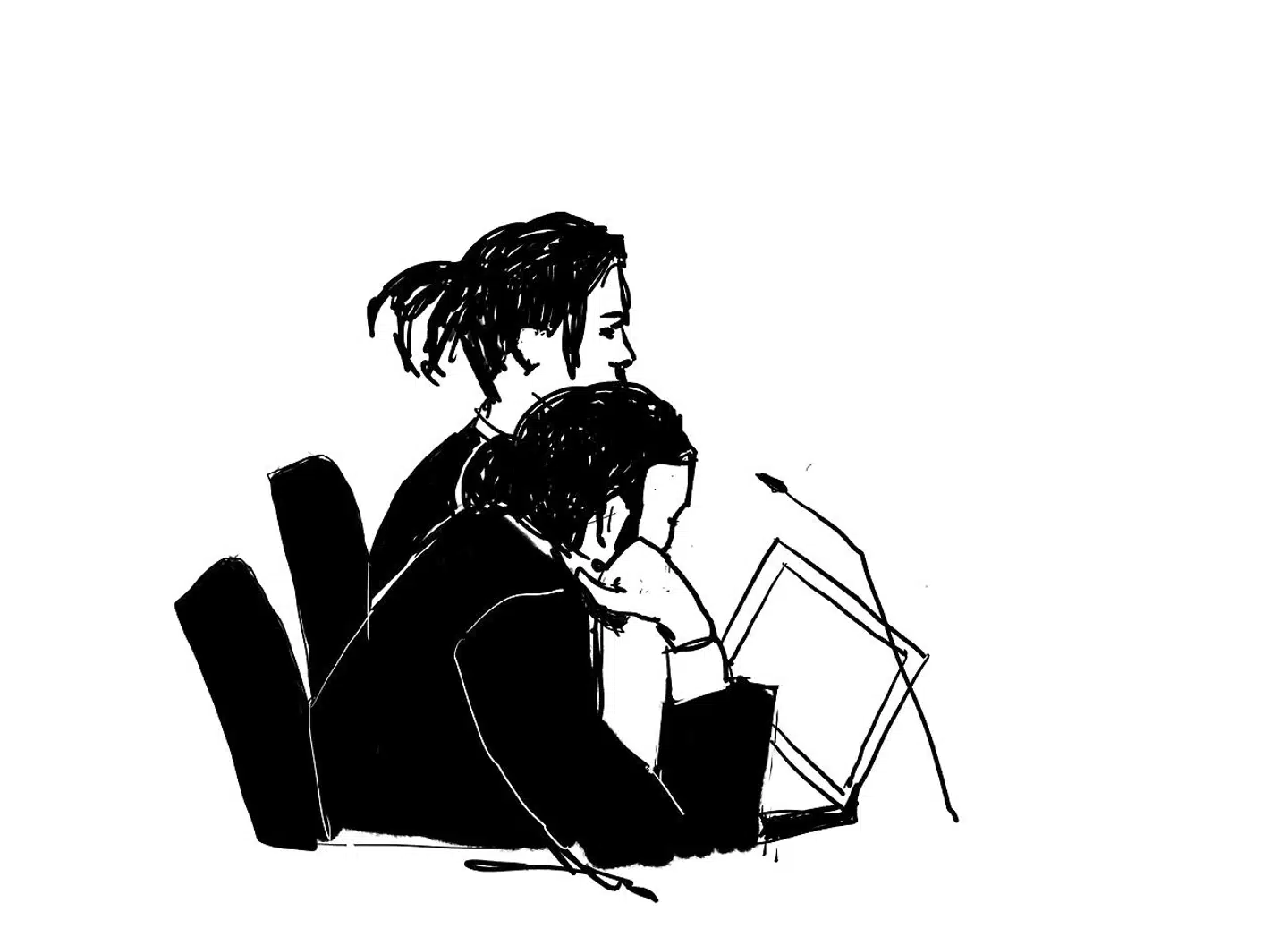 Tegning af A$AP Rocky i retssalen.