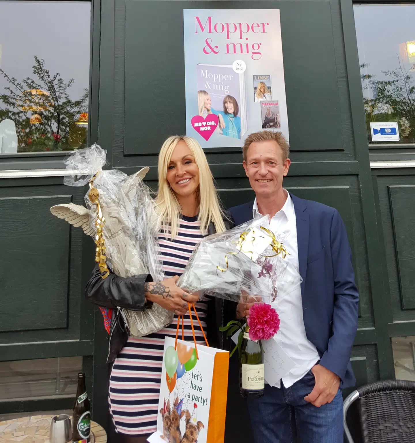 Linse Kessler og Michael Holbek, til bogreceptionen for »Mopper & mig« på Islands Brygge-værtshuset Haraldsborg, 2017.