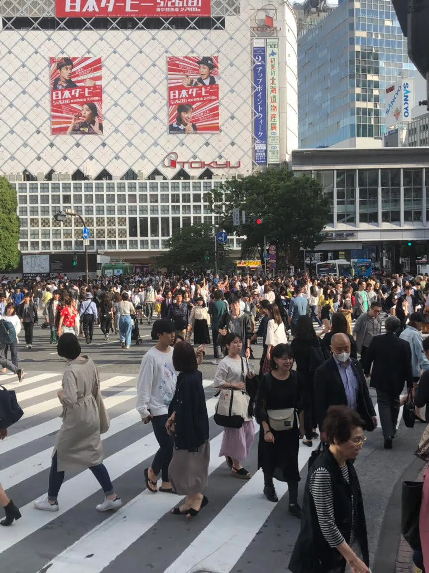 Når først lyset bliver grønt går op mod 3000 fodgængere over i et stort virvar.