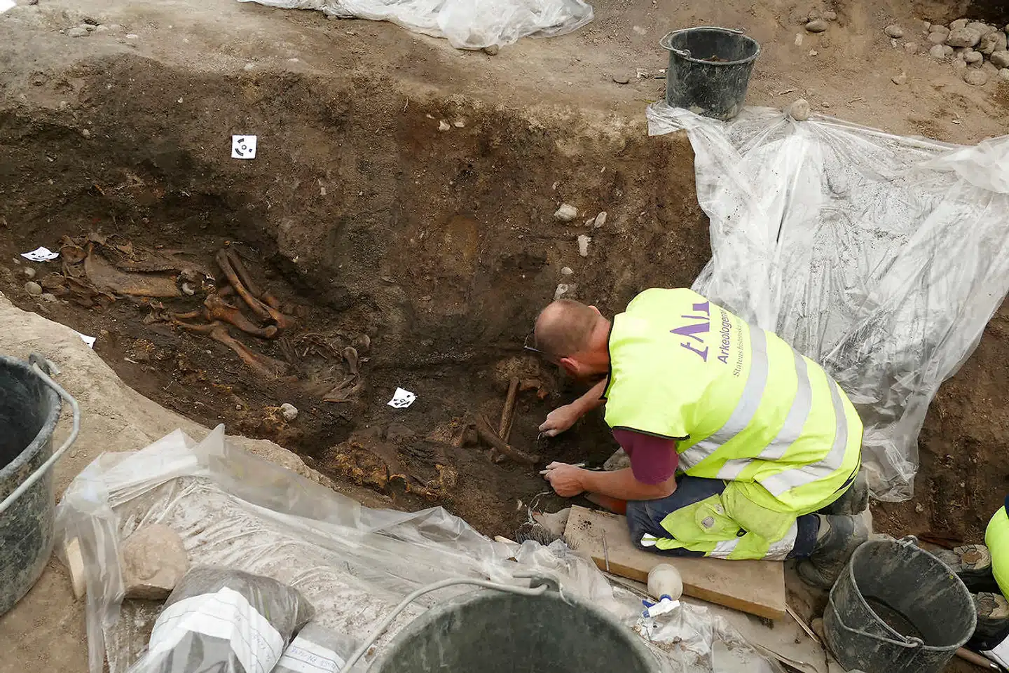 Arkæologer fandt skelettet af vikingen i det ene skib.