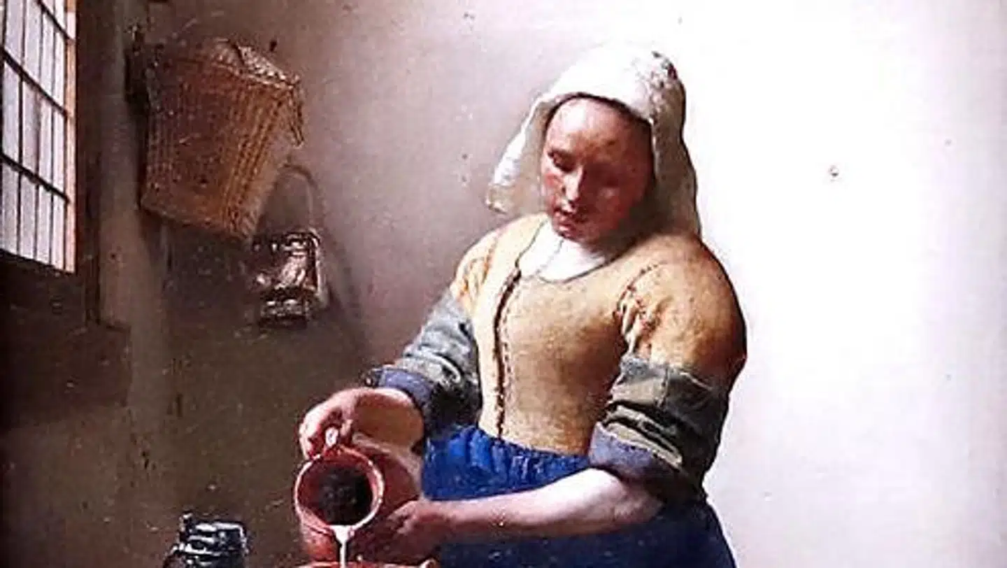 Johannes Vermeers malerier fra de stille stuer, hvor dagslyset falder blidt ind fra siden, er billeder af borgerlighedens sjæl, skriver Jens Christian Grøndahl. Den hollandske kunstmaler levede 1632-75. Billedet »The Milkmaid« malede han i 1657-58.