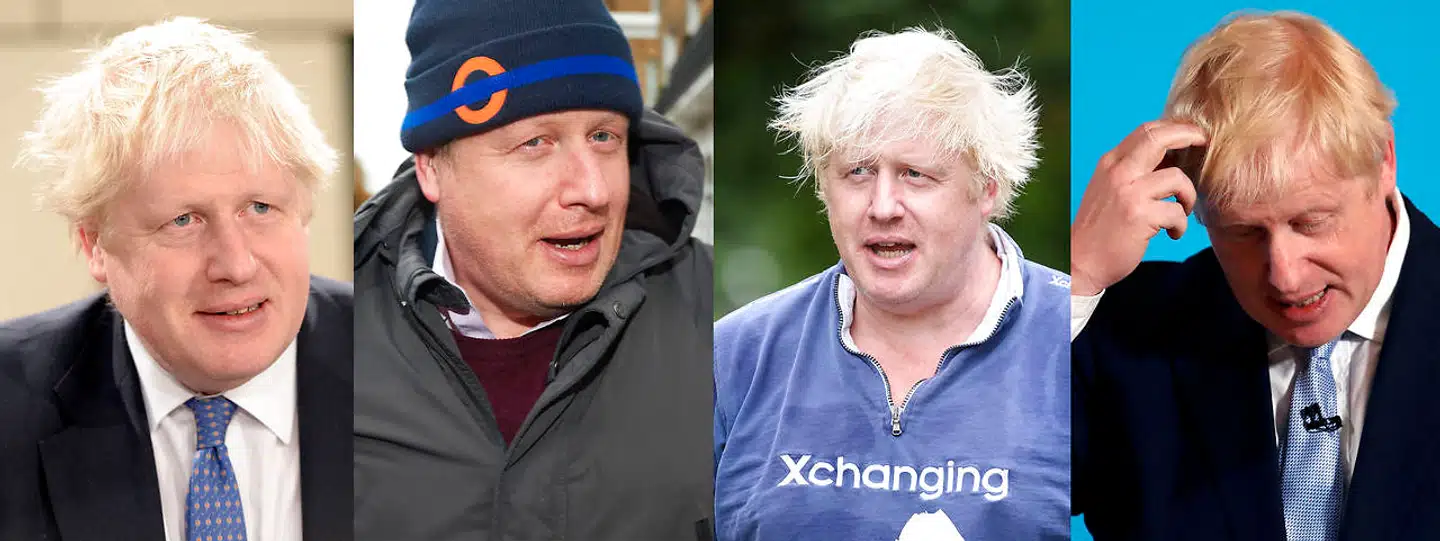 Boris Johnson er berømt og berygtet for sit viltre hår. Men yderst til højre for nyligt til et valgmøde i Belfast var håret friseret, og man kunne endda ane en sideskilning.