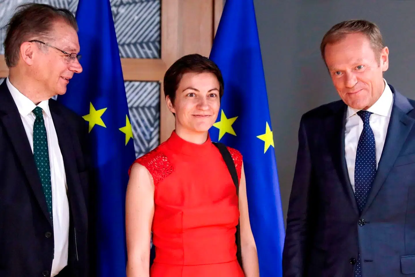 Ska Keller var en af De Grønnes spidskandidater til valget til Europa-Parlamentet. Hun ses her sammen med Det Europæiske Råds formand, Donald Tusk (th.) og den anden formand af den grønne gruppe i parlamentet, Philippe Lamberts. Internationale medier nævner Ska Keller som en mulig formand for Europa-Parlamentet.