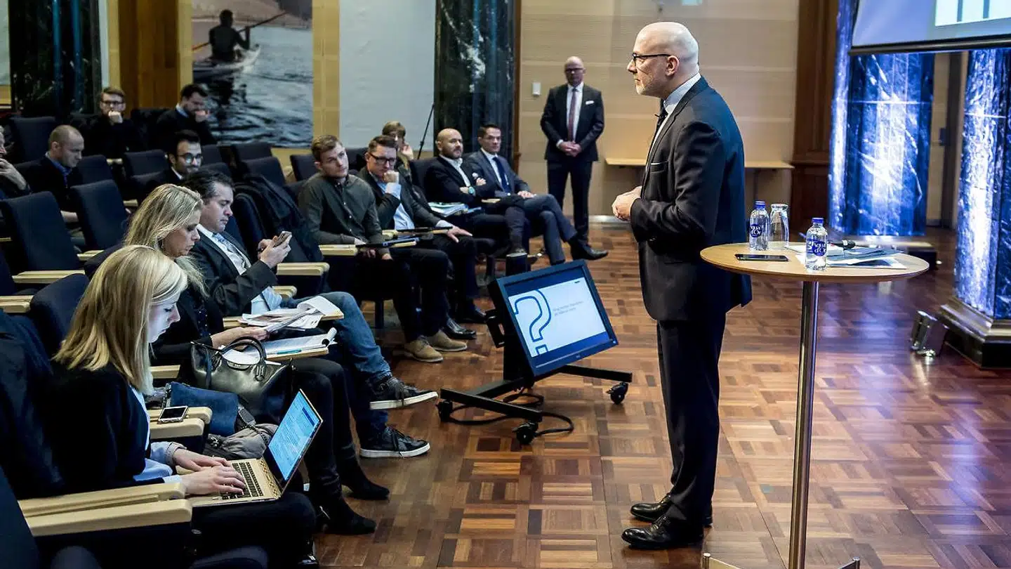 Den nu fyrede administrerende direktør i Danske Bank, Jesper Nielsen, præsenterer årsregnskab på et pressemøde i København, 1. februar 2019..
