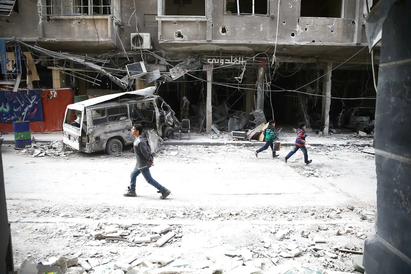 Byen Douma i det østlige Ghouta i Damascus, Syrien 8. marts 2018.