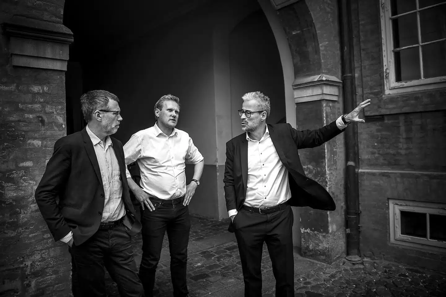 Fra venstre: Mikkel Bogh, direktør for Statens Museum for Kunst, Kasper Holten, teaterchef på Det Kongelige Teater og Rane Willerslev, direktør for Nationalmuseet.
