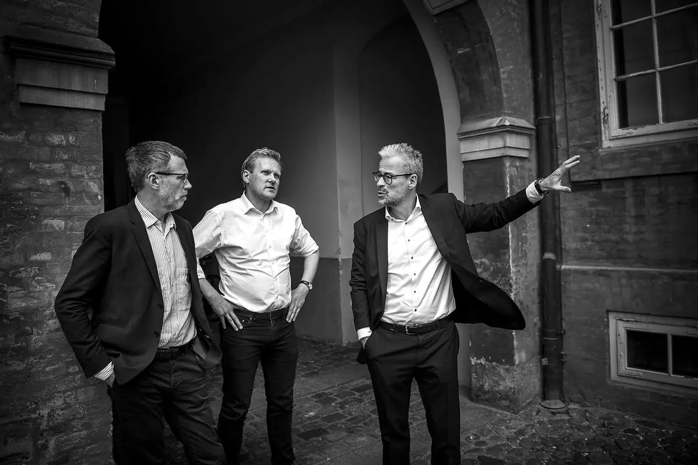 Fra venstre: Mikkel Bogh, direktør for Statens Museum for Kunst, Kasper Holten, teaterchef på Det Kongelige Teater og Rane Willerslev, direktør for Nationalmuseet.