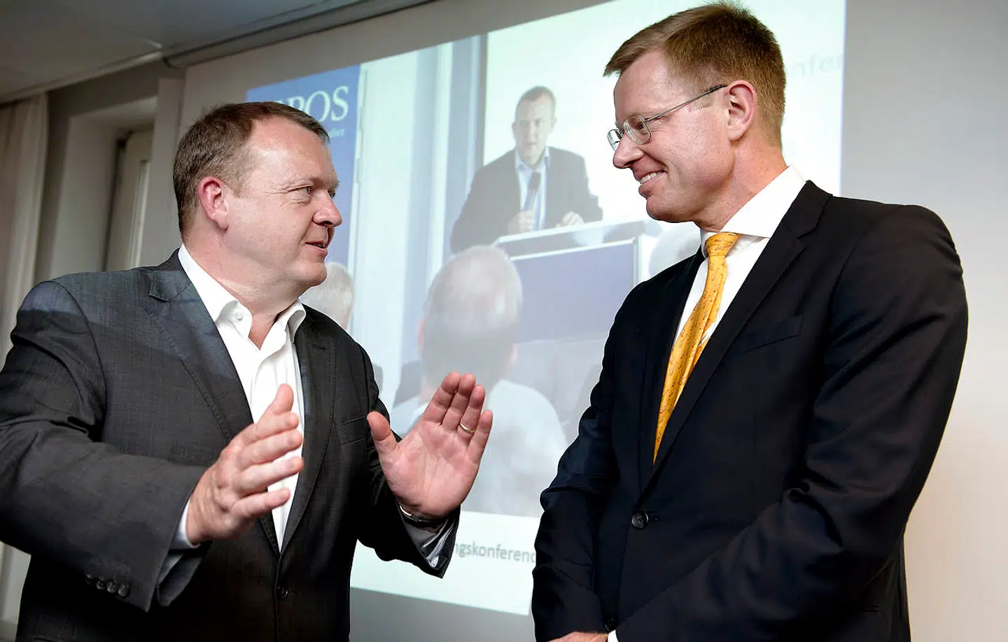 Bjørn Høi Jensen er ny formand for Den Berlingske Fond. Her i selskab med statsminister Lars Løkke Rasmussen (V). (Foto: Keld Navntoft/Scanpix 2014)