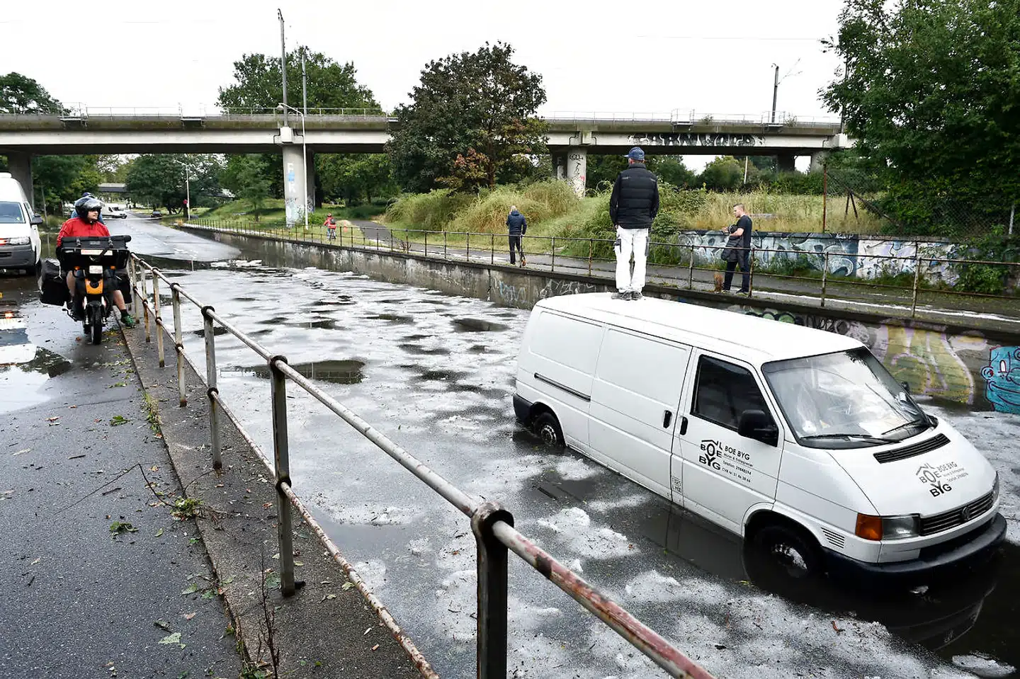 Arkivfoto: Bahram fra Boe Byg er fanget i viadukten ved Lersø Parkallé.