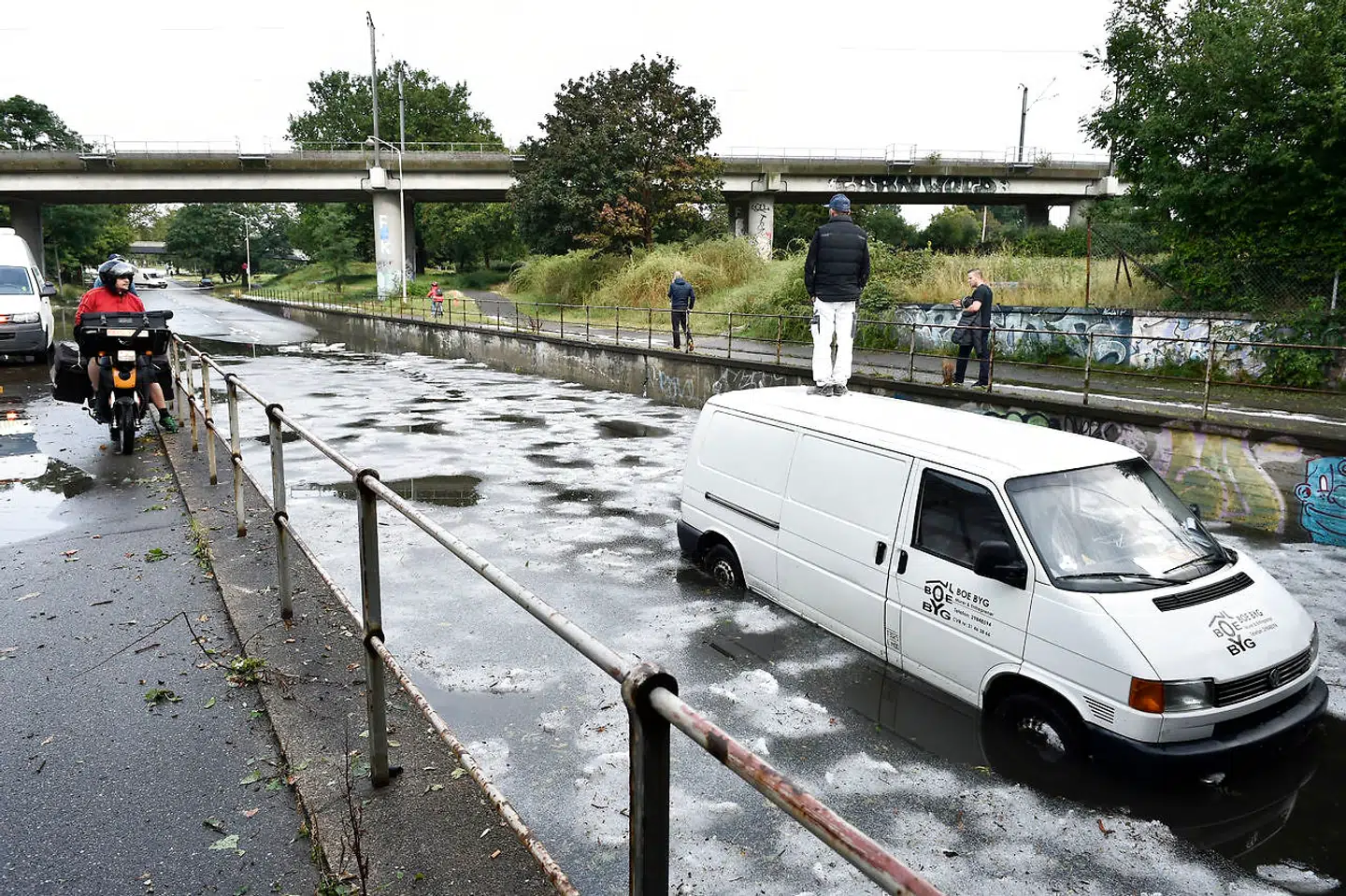 Arkivfoto: Bahram fra Boe Byg er fanget i viadukten ved Lersø Parkallé.