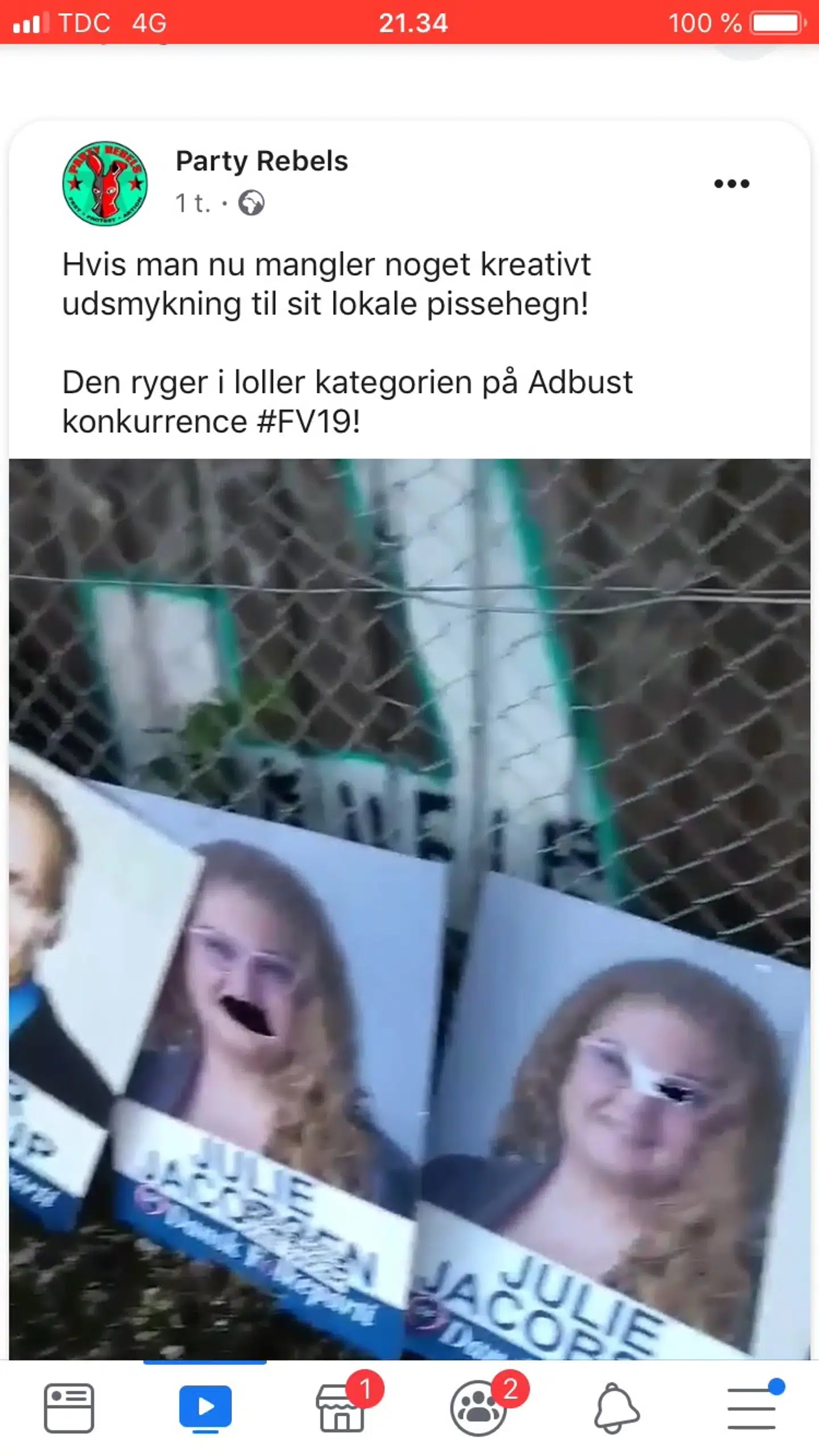 Screenshot fra suspenderet facebookgruppe.