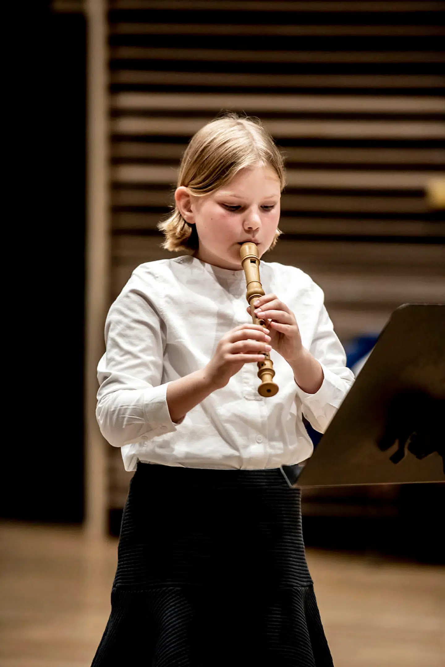 11-årige Linn Ostrowich har spillet blokfløjte i fem år.