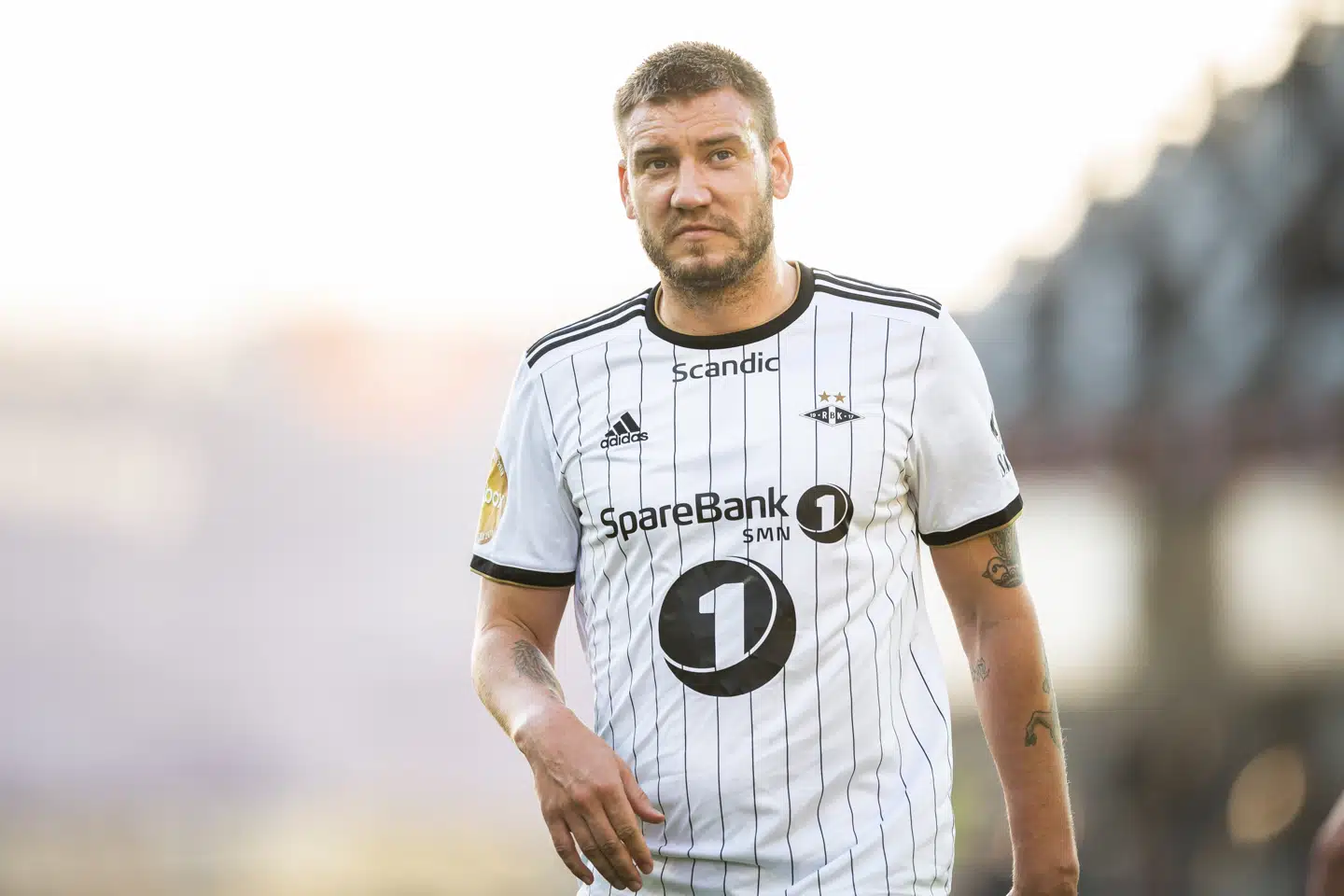 Rosenborgs angriber Nicklas Bendtner kunne ikke ændre på et skuffende 0-0-resultat hjemme mod Strømsgodset mandag aften. Ole Martin Wold/Ritzau Scanpix