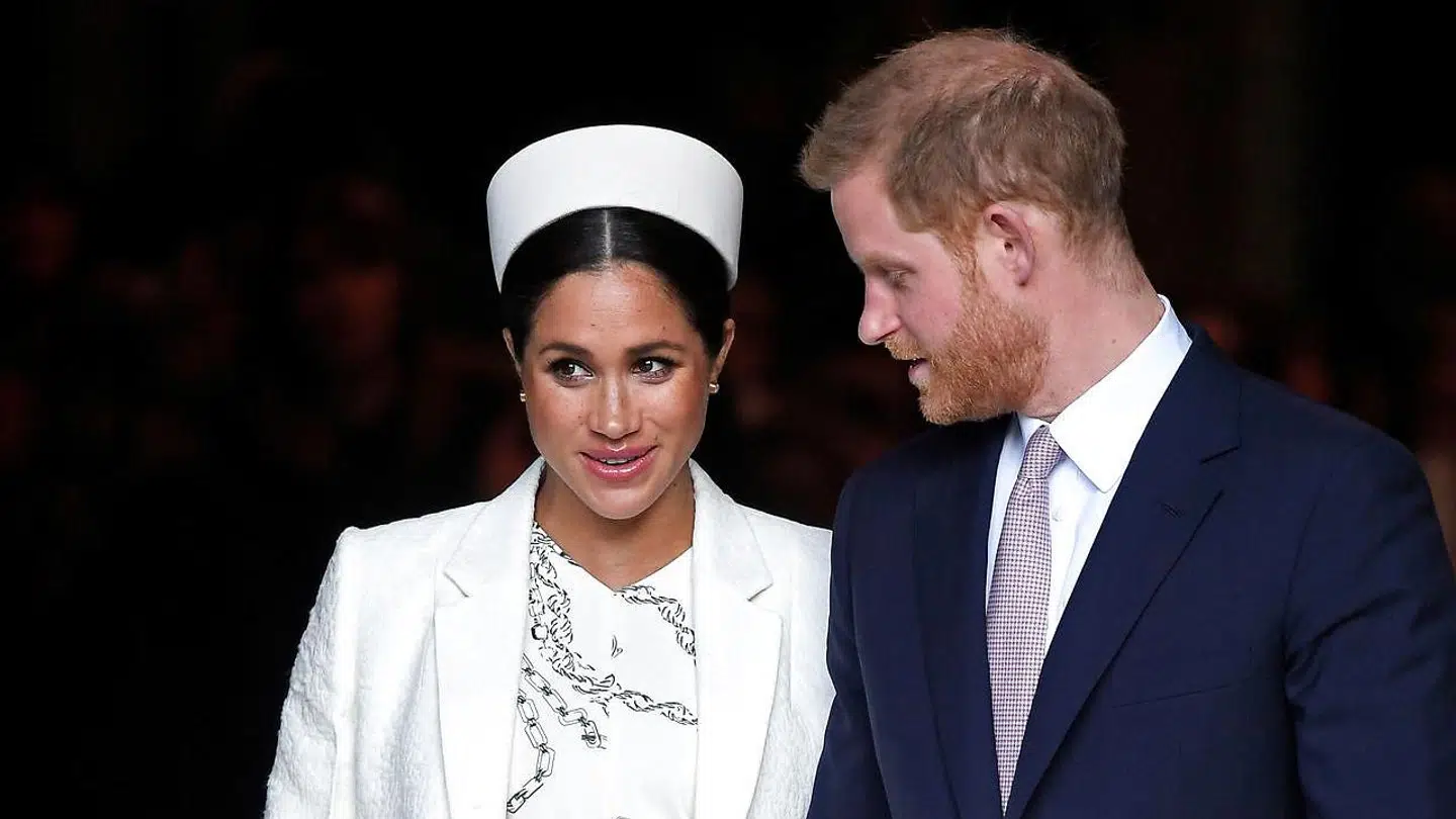 Hertugen og hertuginden af Sussex, Harry og Meghan, forlader Westminster Abbey efter gudstjenesten på Commonwealth Day, 11. marts 2019.