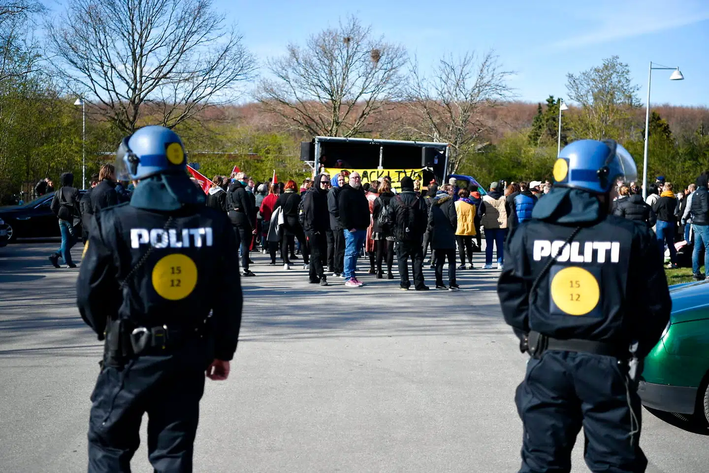 Rasmus Paludan fra Stram Kurs demonstrerer i Albertslund, mandag den 15. april 2019.