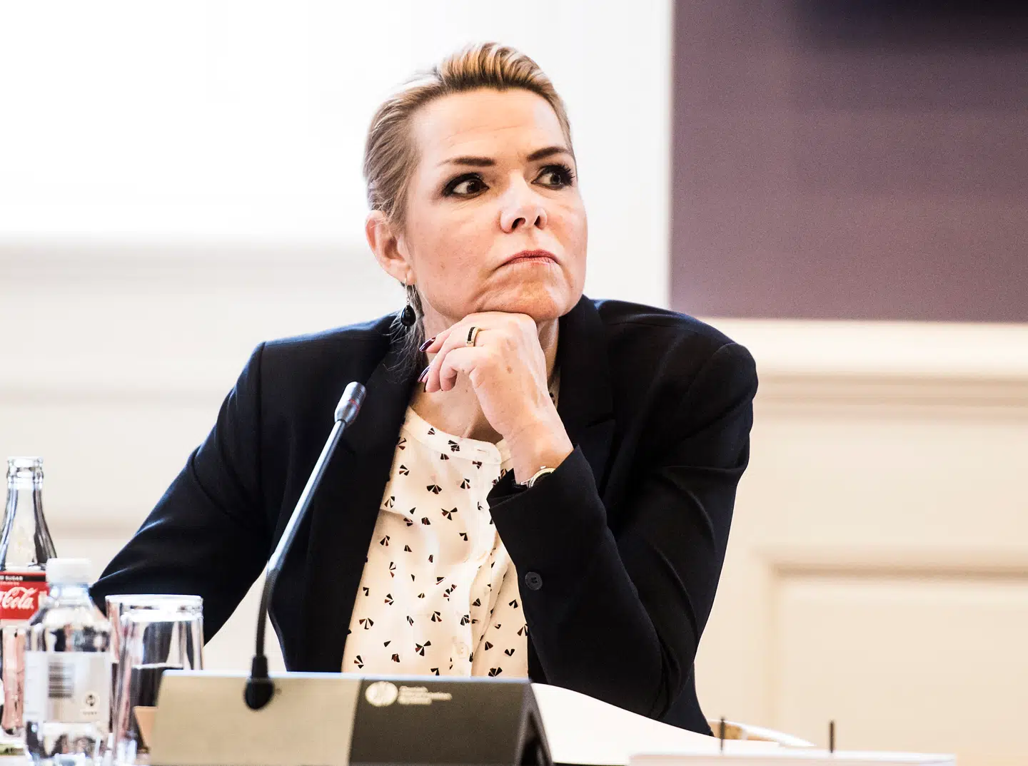 Udlændinge- og integrationsminister Inger Støjberg (V) deltager i samråd om Grimhøjmoskeen i Aarhus fredag den 12. april 2019.