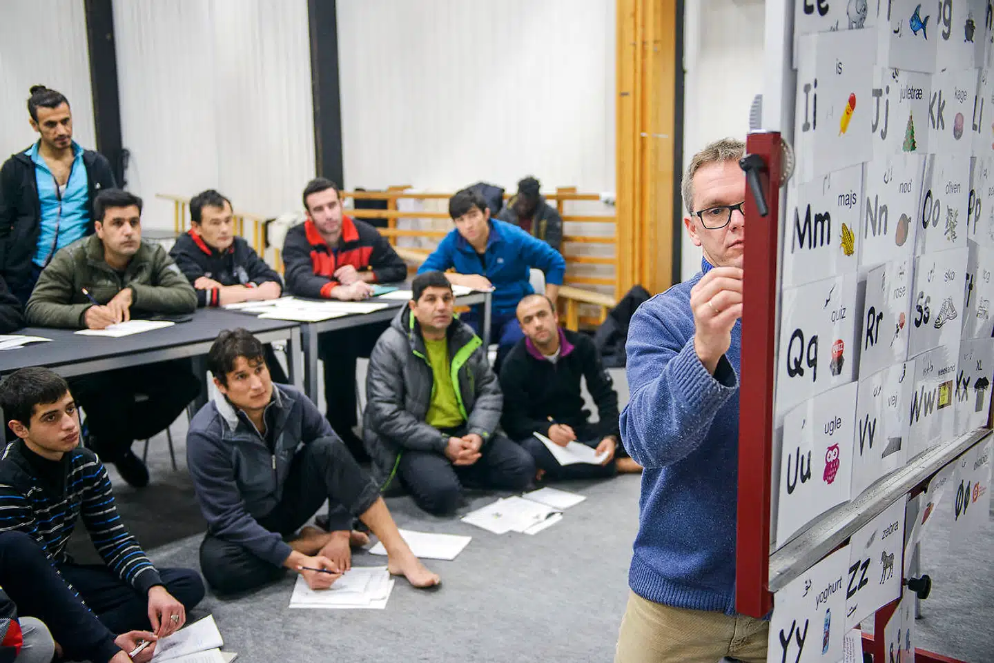 Teltlejren i Thisted. Onsdag den 13. januar 2016. Her er det danskundervisning