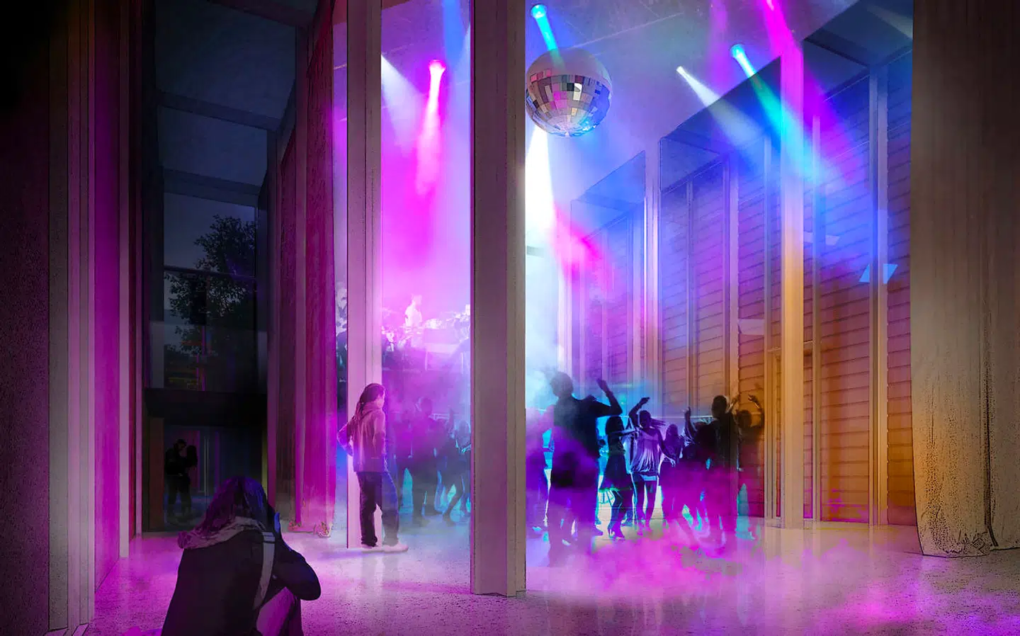 Planen er, at Væksthuset skal være åbent fra tidlig morgen til sent om aftenen, hvor der f.eks. kan være debat efter forestillingen eller afterparty med levende musik eller DJ. Derfor skal de store glasfacer kunne skærmes af for både lyd og lys.