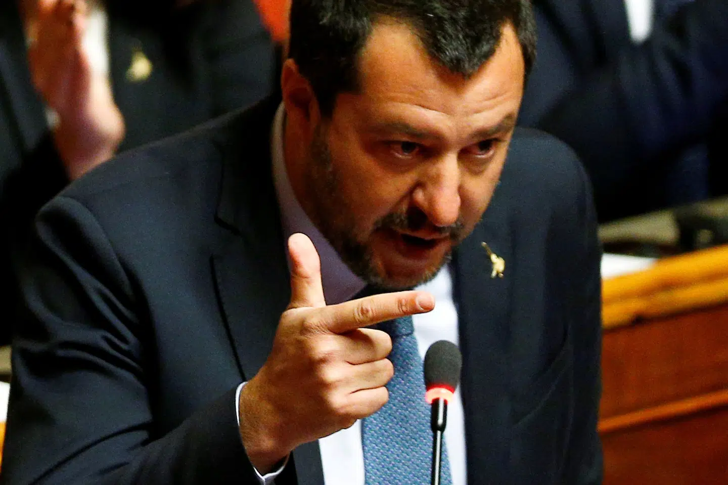 Italiens indenrigsminister, Matteo Salvini, sender en besked til migranterne på det kaprede skib: Glem alt om at komme til Italien. (Arkivfoto). Yara Nardi/Reuters
