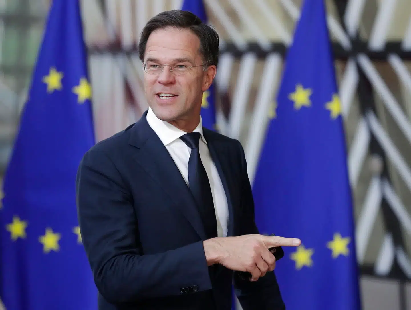 Premierminister Mark Rutte var ikke klar til at pege på Vestager til en bestemt toppost, men var fuld af lovord om danskeren. EPA/STEPHANIE LECOCQ