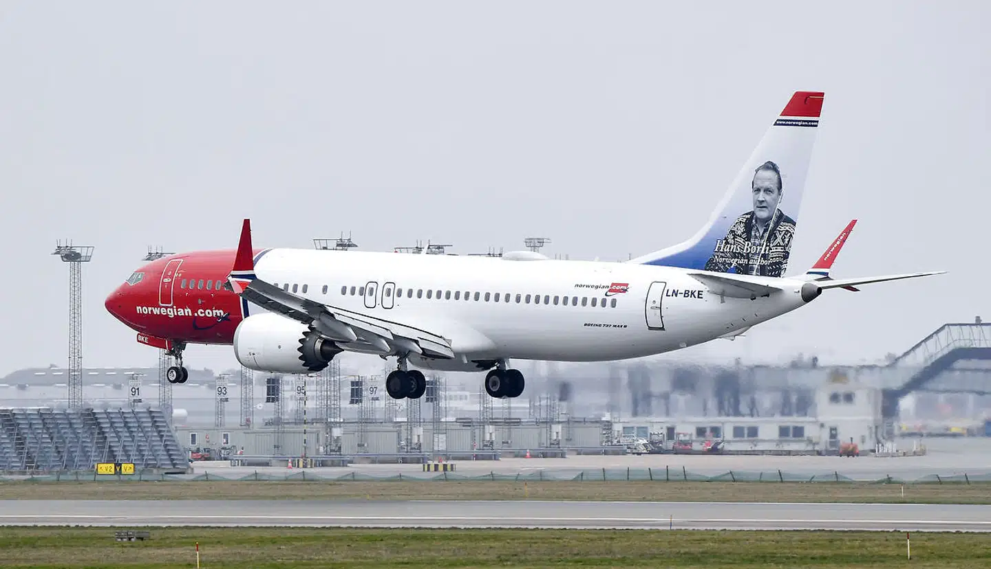 Det er denne flytype - en Boeing 737 MAX 8 - der har fået flyveforbud. Foto: TT/Johan Nilsson/Ritzau Scanpix