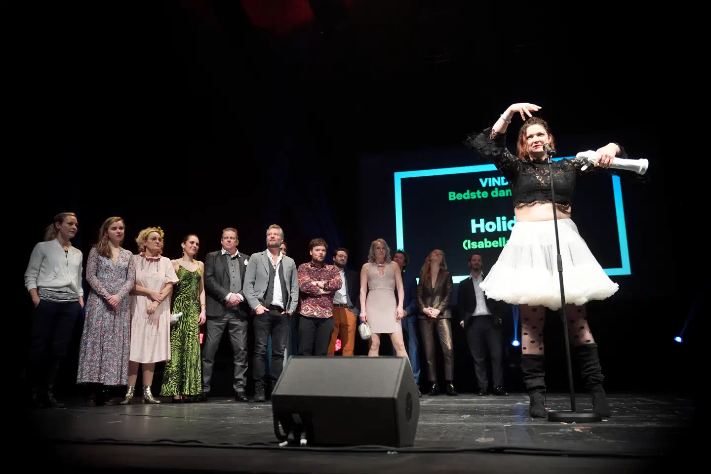 Isabella Eklöf foran holdet bag »Holiday«, der blev den helt store vinder ved Bodil-overrækkelsen lørdag aften