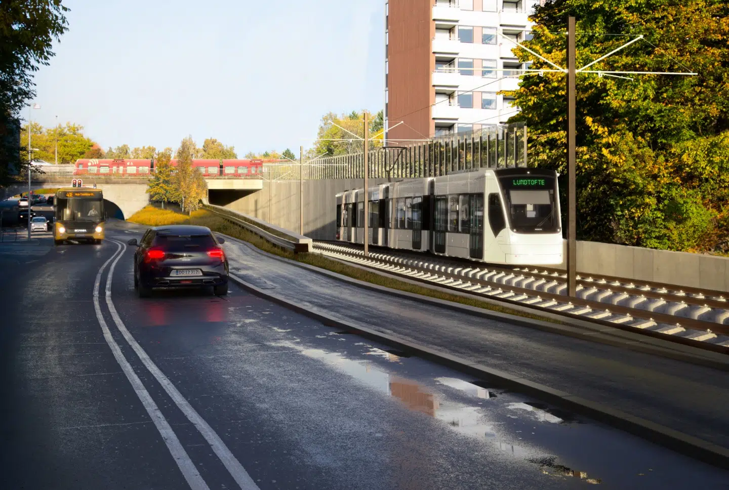 Når Hovedstadens Letbane står færdig i 2025, vil den køre side om side med biler på Ring 3.