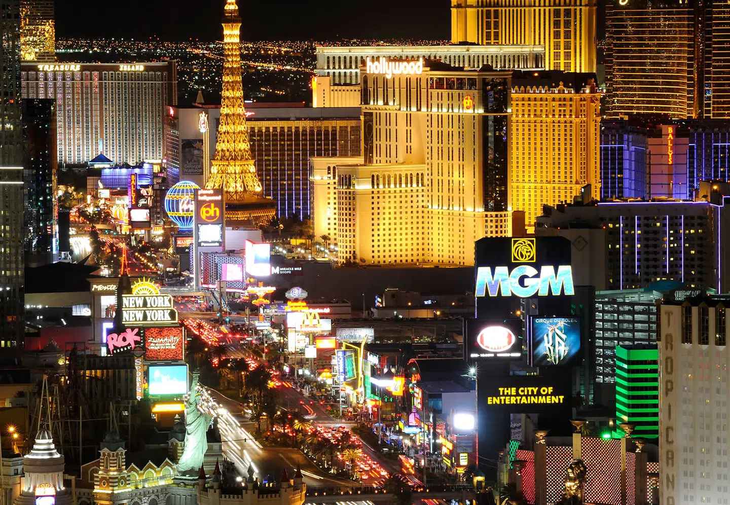 Hovedgaden i Las Vegas »The Strip« er et overflødighedshorn af kasionoer, neon og scener for nogle af verdens største musikalske stjerner.