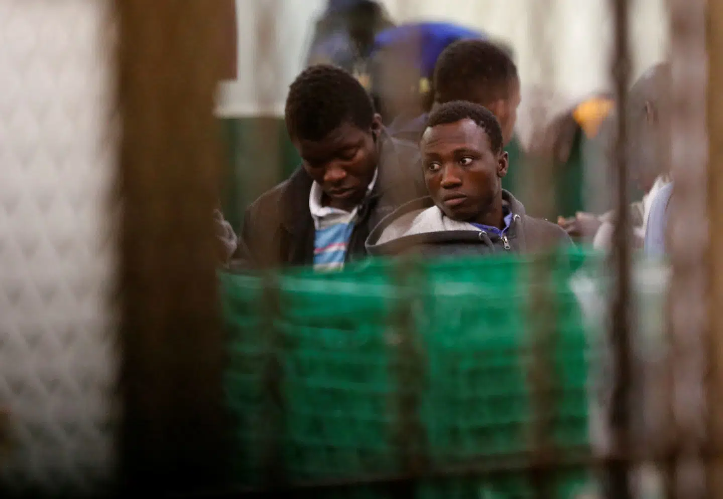 Spisetid på modtagecentret i Bayonne.