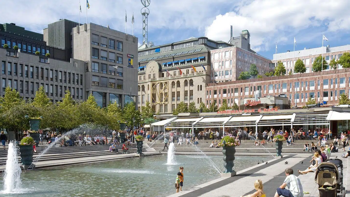 Et vue fra Kungsträdgården, hvor Apple-flagskibsbutikken skulle have ligget. Arkivfoto: Ritzau Scanpix