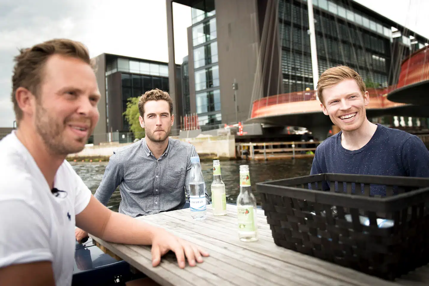 Fra venstre: Kasper Eich-Romme, Carl Kai Rand og Anders Ekelund Mørck står bag det succesfulde og bæredygtige bådudlejningskoncept GoBoat i København.