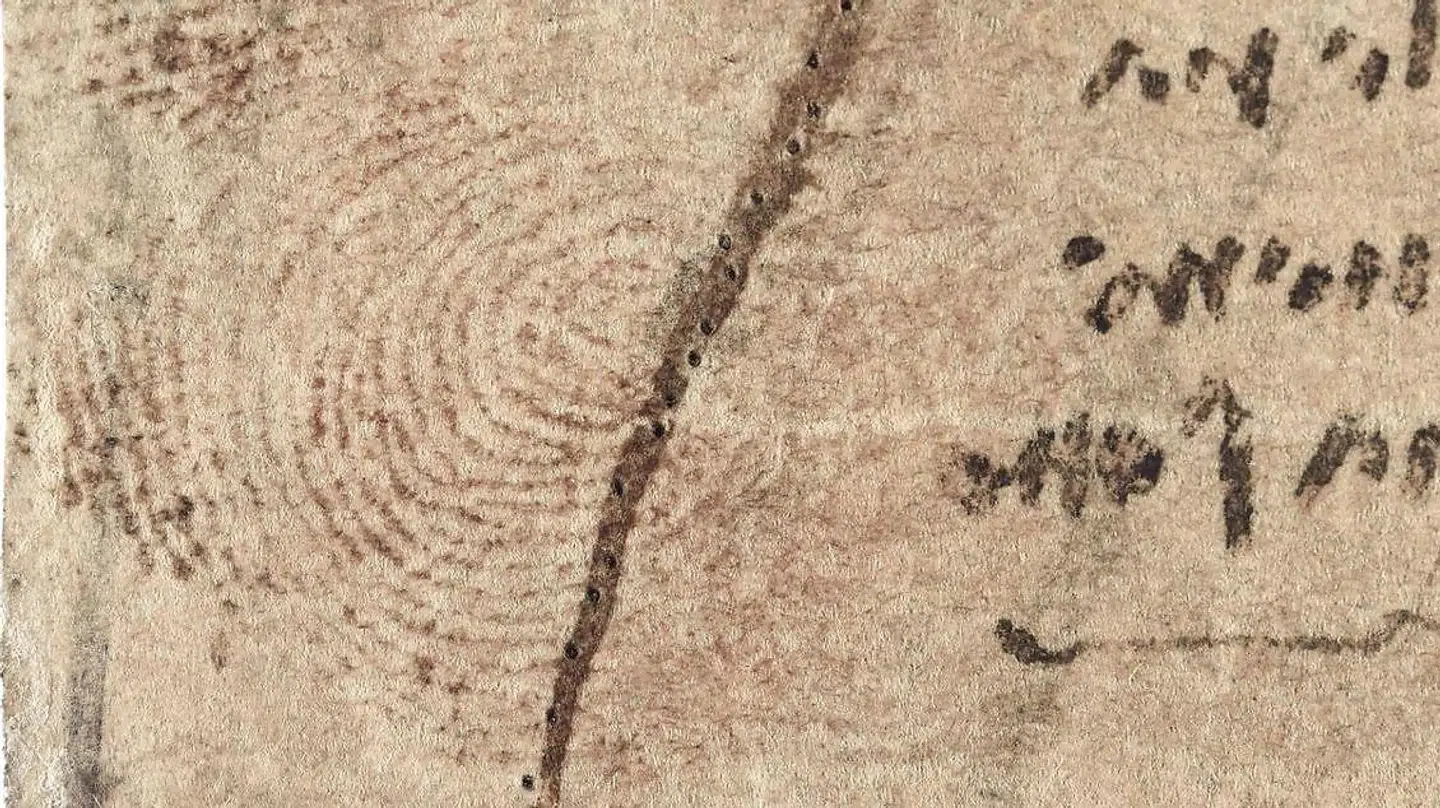 Det tydeligste fingeraftryk, Leonardo da Vinci efterlod sig. Detalje fra tegning af kvindelig anatomi, ca. 1509-10. Foto: The Royal Collection.