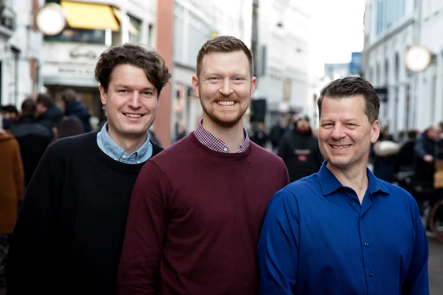 Mathias Bæk Tejs Knudsen, Søren Dahlgaard og Stephen Alstrup blev fredag hyldet med Innovationsfondens Grand Solution Pris for deres innovative arbejde inden for kundeservice.