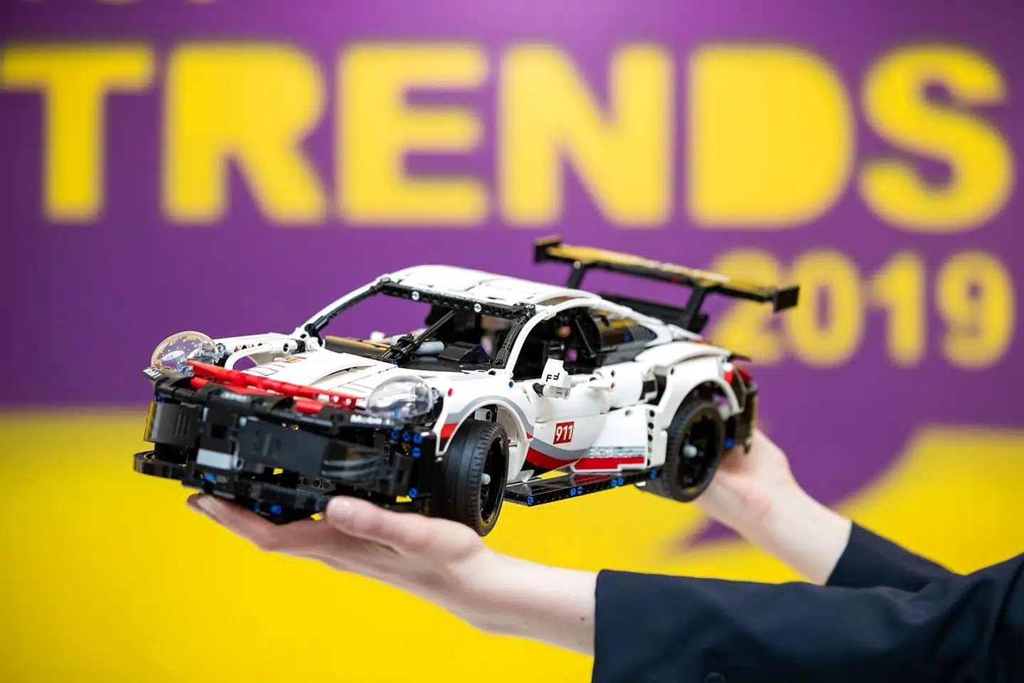 En Porsche 911-model fra Lego Technic var udstillet på en stor legetøjsmesse i Nürnberg i Tyskland den 29. januar 2019.