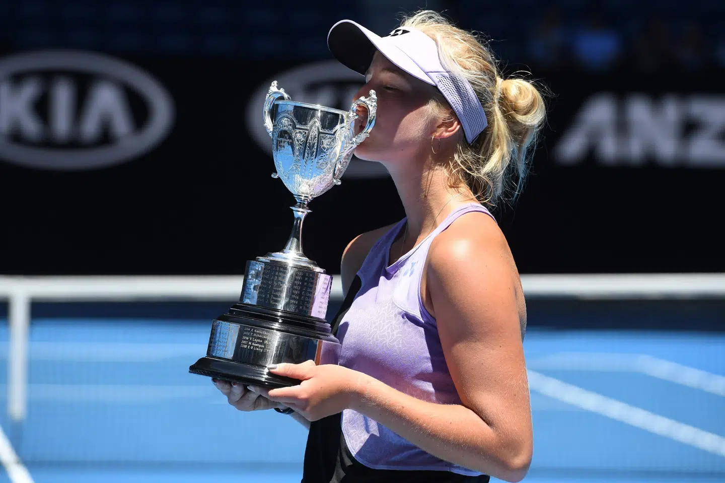 Danske Clara Tauson vandt en overbevisende sejr over sin canadiske modstander i finalen i juniorrækken i Australian Open. William West/Ritzau Scanpix