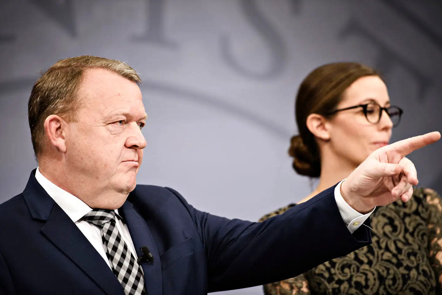 Statsminister Lars Løkke Rasmussen (V) og børne- og socialminister Mai Mercado (K), da regeringen præsenterede sit udspil til en sundhedsreform kaldet »Patienten først – nærhed, sammenhæng, kvalitet og patientrettigheder« i Spejlsalen på Christiansborg onsdag den 16. januar 2019.