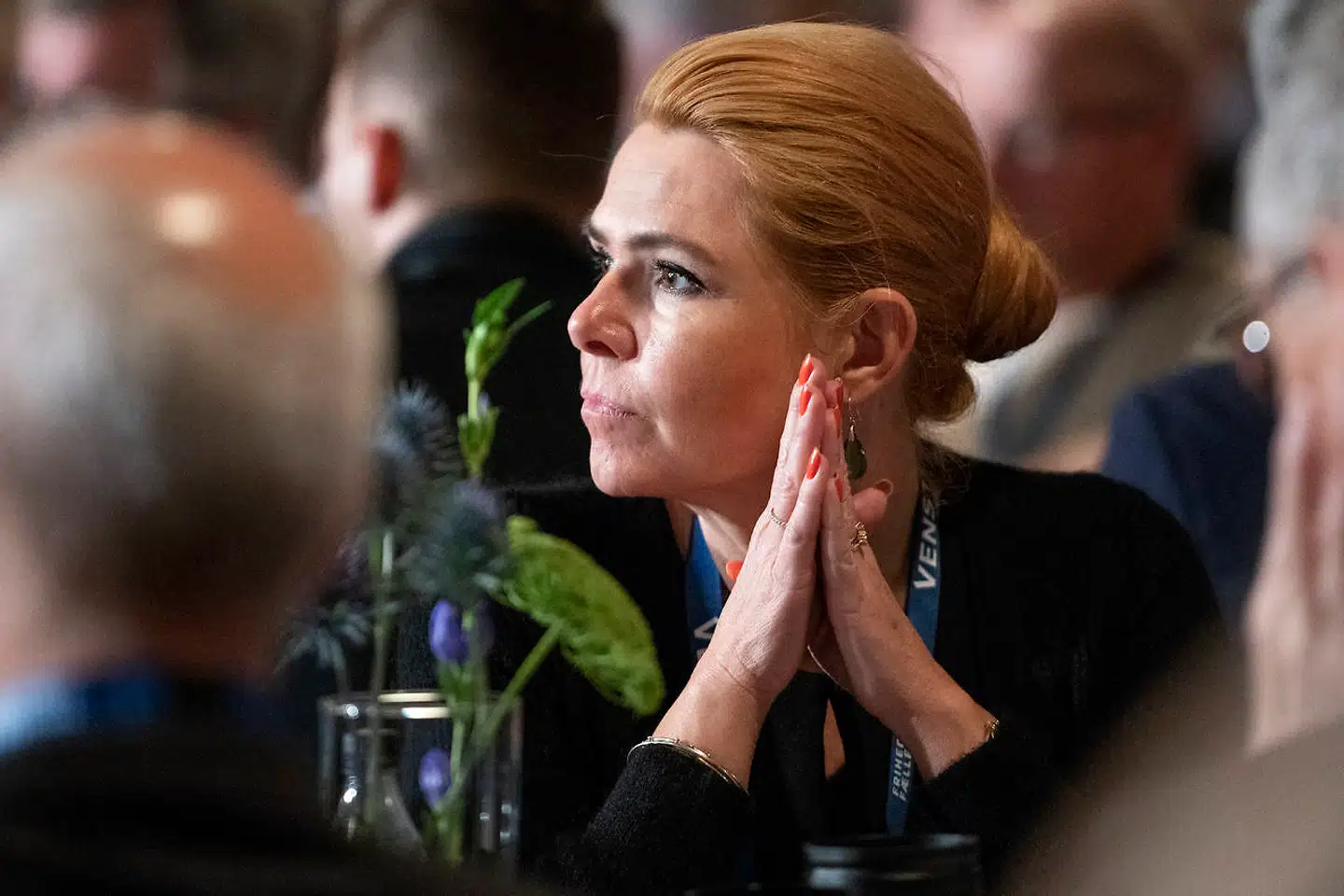 Inger Støjberg lytter Lars Løkke Rasmussens tale på Venstres landsmøde i Herning 17. november 2018.