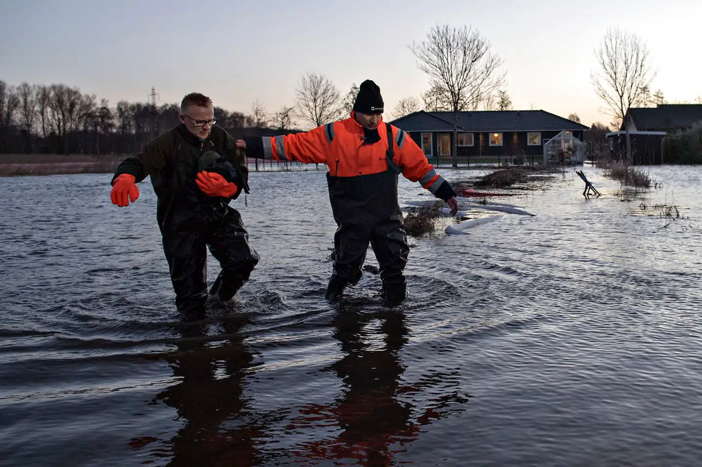 Arkivfoto fra oversvømmelse i Roskilde Fjord efter et dæmningsbrud i Jyllinge.