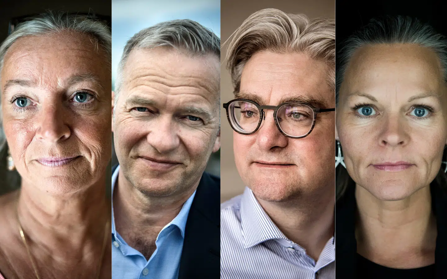 Her er fire af de personer, som der blev læst allermest om på Berlingske i 2018. Fra venstre: Ilse Jacobsen, Lars Tvede, Søren Pind, Sussi La Cour.