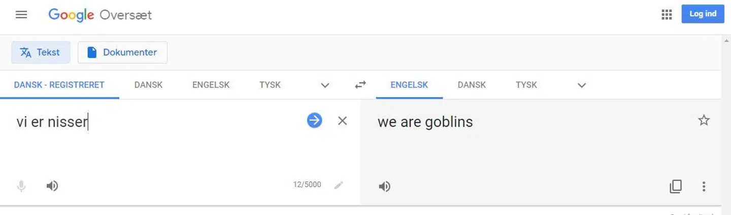 Nu er det rigtigt, når Google Translate oversætter nisserne til engelsk – det var det mildest talt ikke indtil i går.