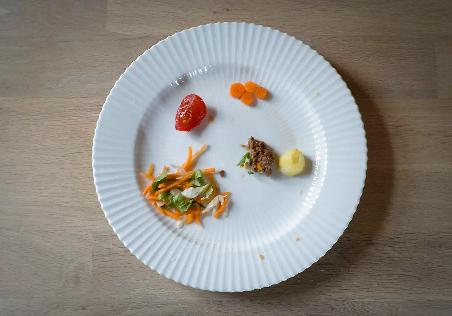 Sådan så Katrine Sejersens tallerken ud, da hendes anoreksi var værst. Det ser umiddelbart ikke ud af meget, men Katrine måtte kæmpe for at få portionen ned.