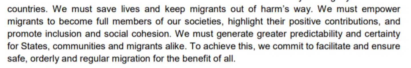 Citat fra »Global Compact for Safe, Orderly and Regular Migration«.