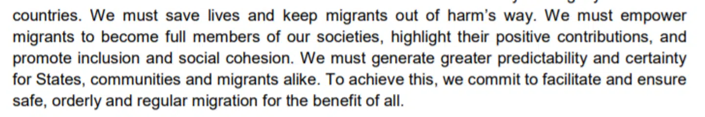 Citat fra »Global Compact for Safe, Orderly and Regular Migration«.
