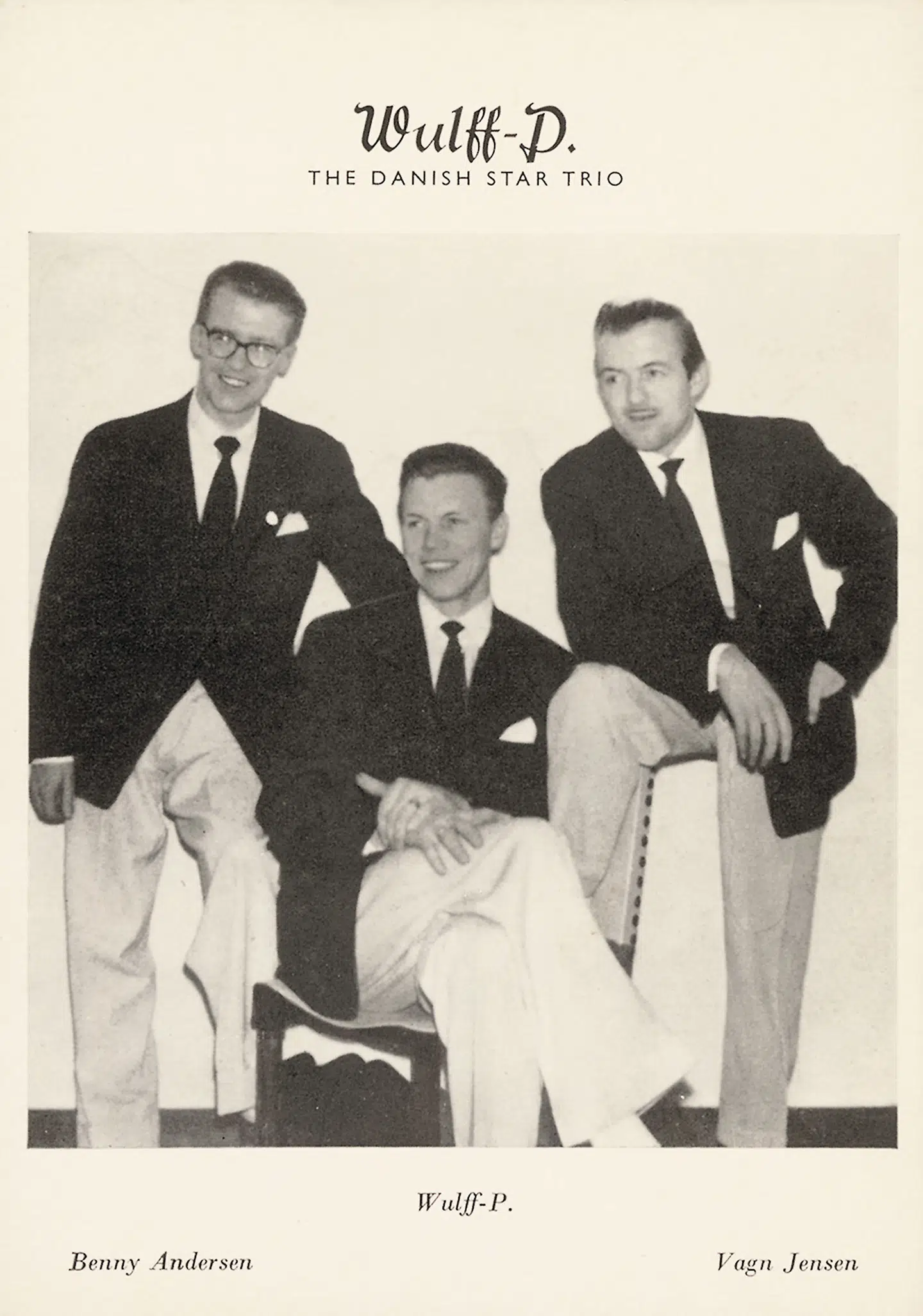 Benny Andersen som wingman i trioen Wulff-P fra et reklamepostkort i 1950erne.