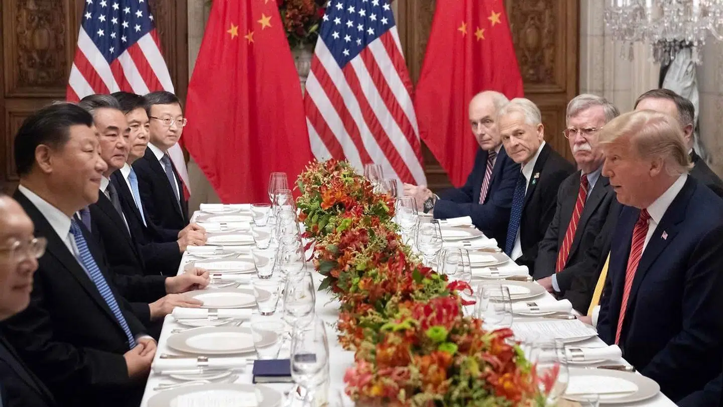 Fotografi fra et middagsselskab med den amerikanske og den kinesiske delegation ved G20-topmødet i Buenos Aires, 1. december 2018.