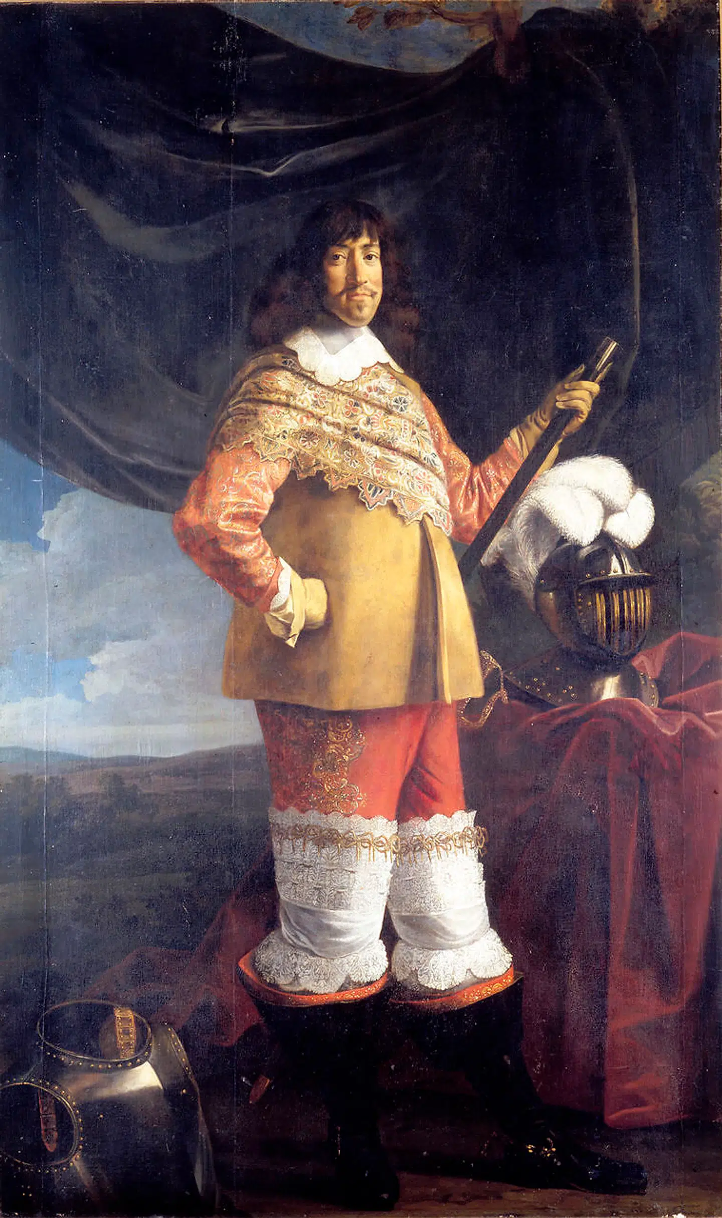 Den danske konge Frederik 3. var nødsaget til at gøre noget mod Sveriges indeslutning af Danmark. Resulatet blev en krigserklæring og en krig, som nær havde været enden på den danske nation. Maleri af Abraham Wuchters.Illustration fra bogen.