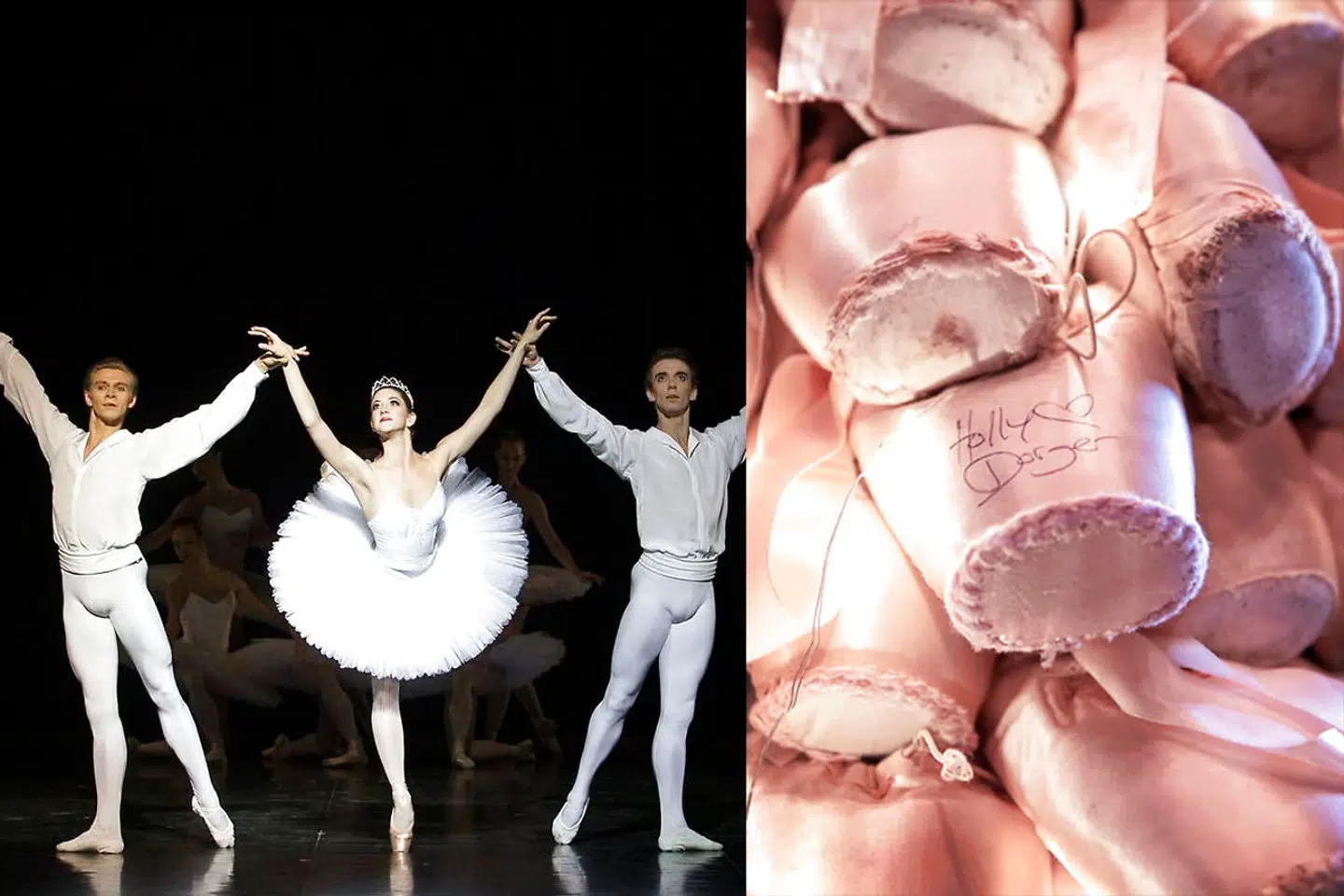 Holly Dorger i Harald Landers »Études« - og hendes brugte sko fra netop den forestilling med autograf på Det Kongelige Teaters juletræ.